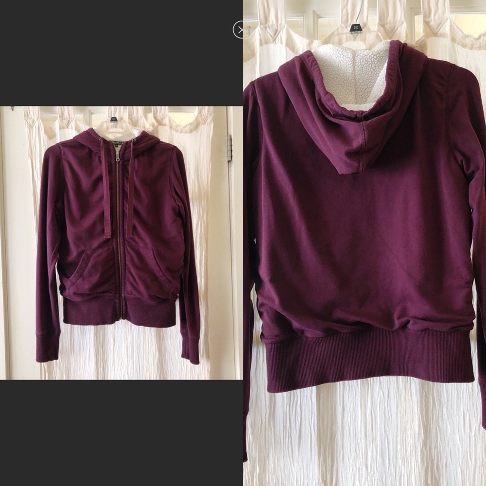 Eddie Bauer Cabin Fleece Sherpa Hoodie-Plum-M